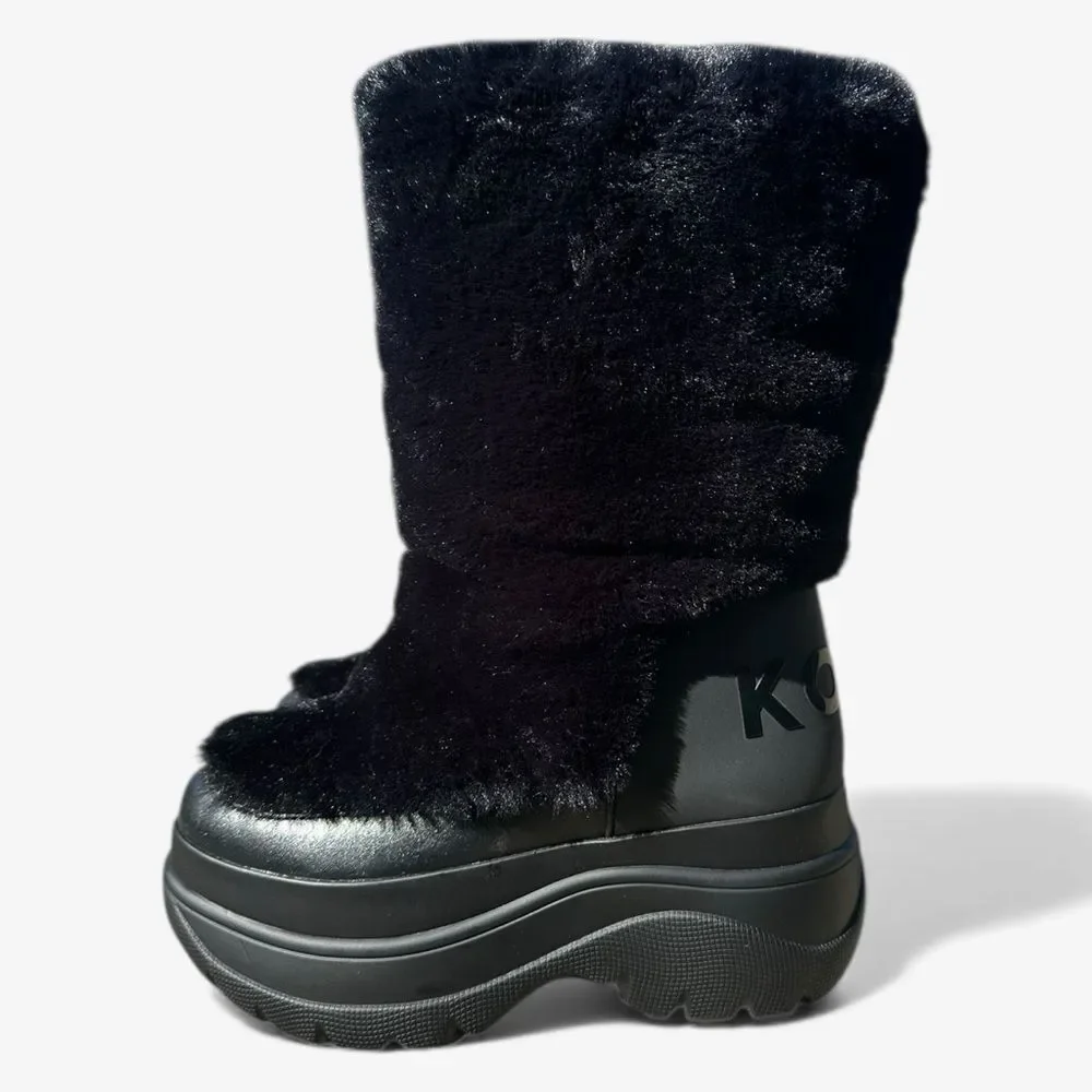 Michael Kors Gamma Black Faux Fur Platform Boots Size 5 Chunky Winter Minimalist